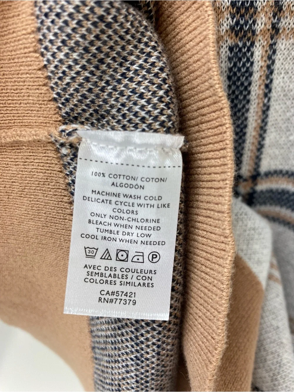 Banana Republic Tan Plaid Short-Sleeve Sweater - Tan/Beige